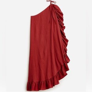 Elegant J Crew NWT One-Shoulder gauze cover up BURGUNDY Sz M